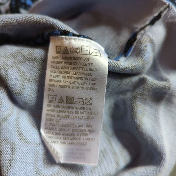 Bob Mackie Cardigan Sweater Womens 1X Blue Black Paisley Wearable Art Button Up - Picture 6 of 7